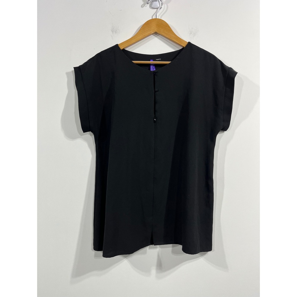 Seraphine Black Maternity Blouse Cap Sleeve Button Front Top Womes 8 Nursing